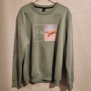 MANFINITY Men's Green Crewneck Sweater with Artistic Design